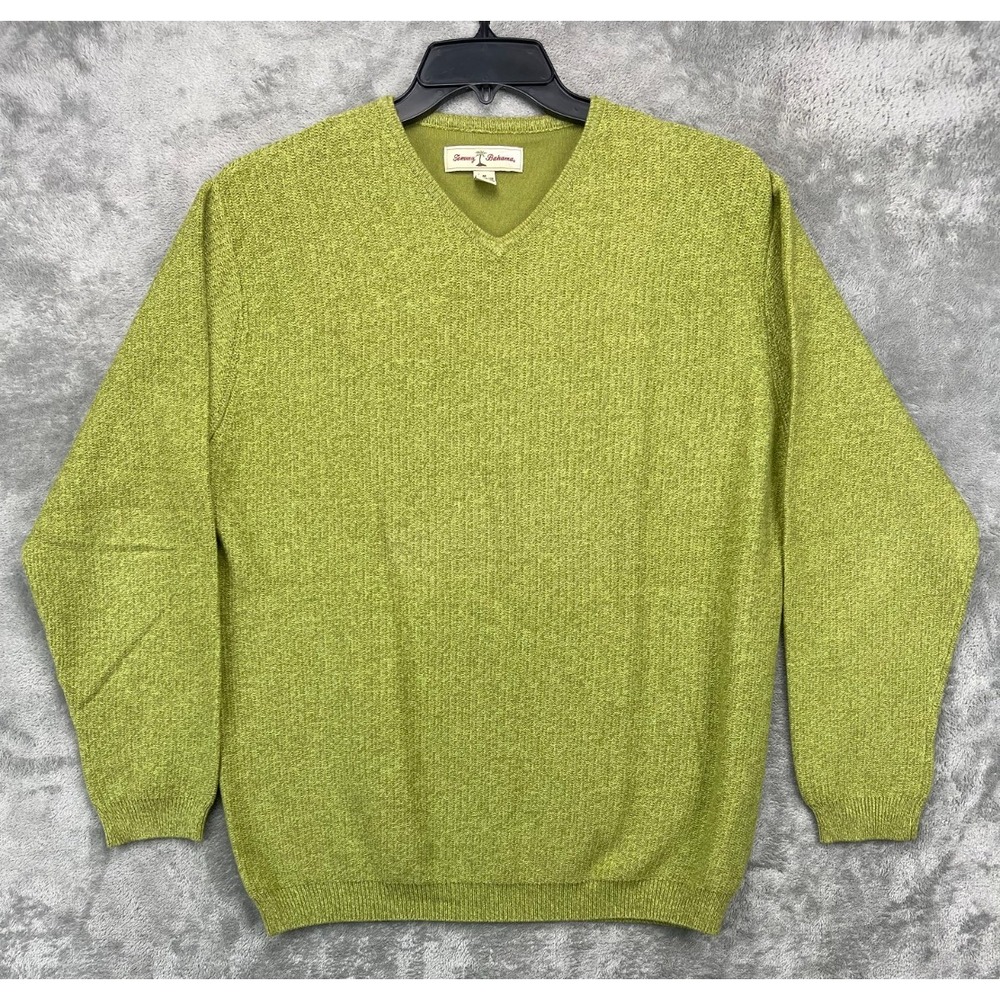 VTG Tommy Bahama Men's Sweater Sz M Green Casual V‎ Neck Rayon Blend
